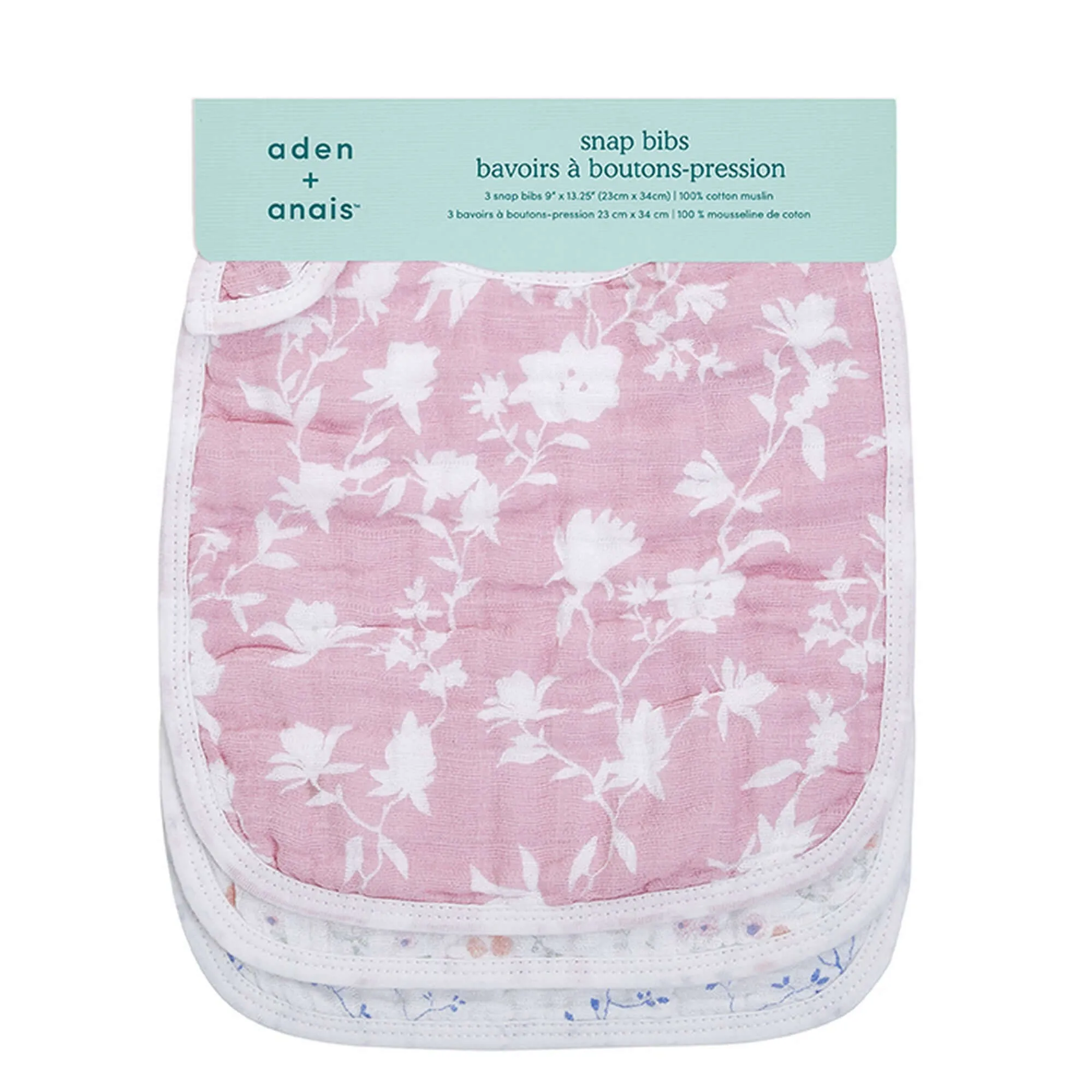 ADEN   ANAIS Cotton Muslin Classic Snap Bib 3pk - Ma Fleur