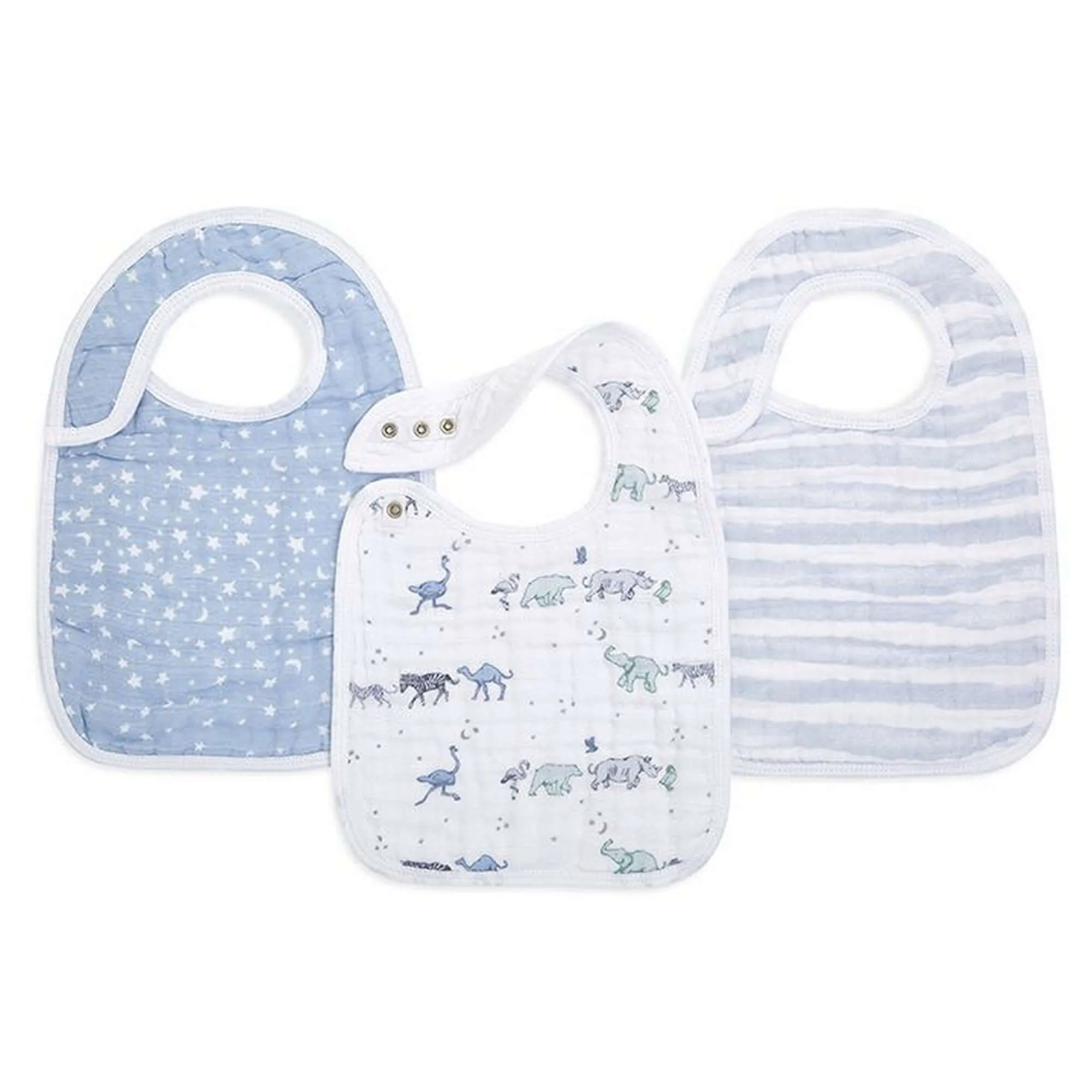 ADEN   ANAIS Cotton Muslin Classic Snap Bib 3pk - Rising Star