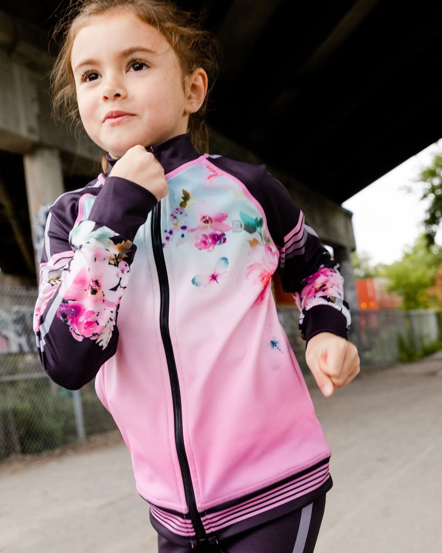 Athletic Vest Gradient Pink Printed Big Flowers