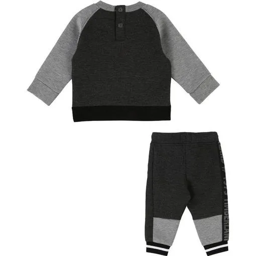 Baby Boys Black Sweatshirt Tracksuit Set