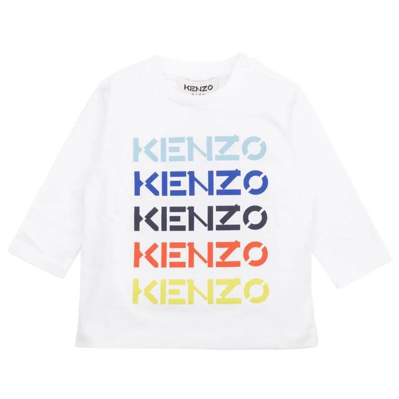 Baby Boys White Multi Coloured Logo T-Shirt