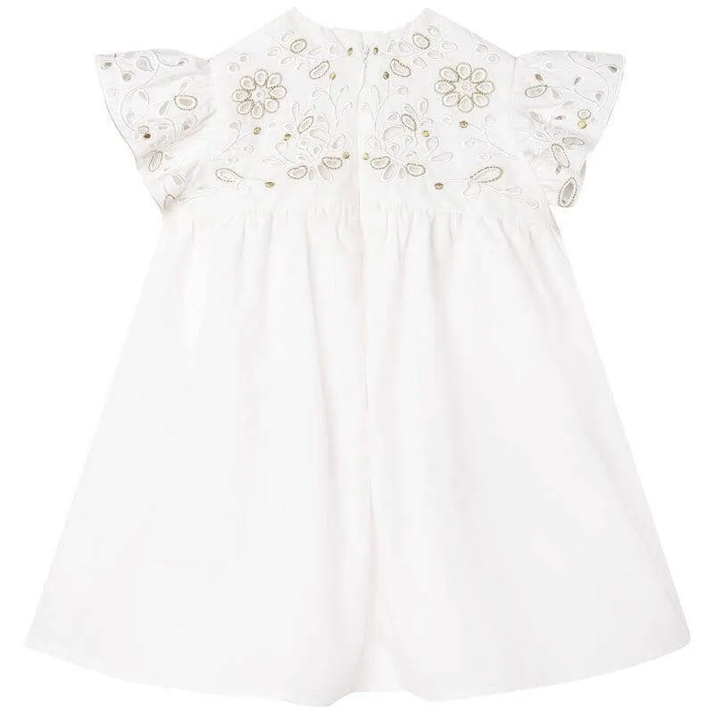 Baby Girls Ivory Cotton Broderie Dress