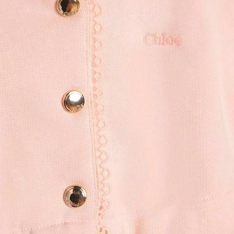 Baby Girls Peach Cotton Logo  Dress