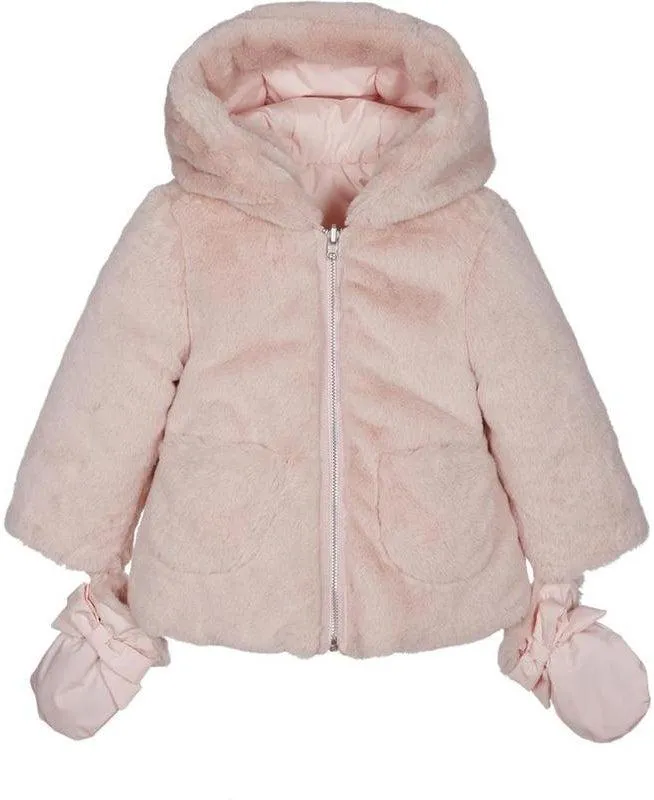 Baby Girls Pink Fur Reversible Jacket