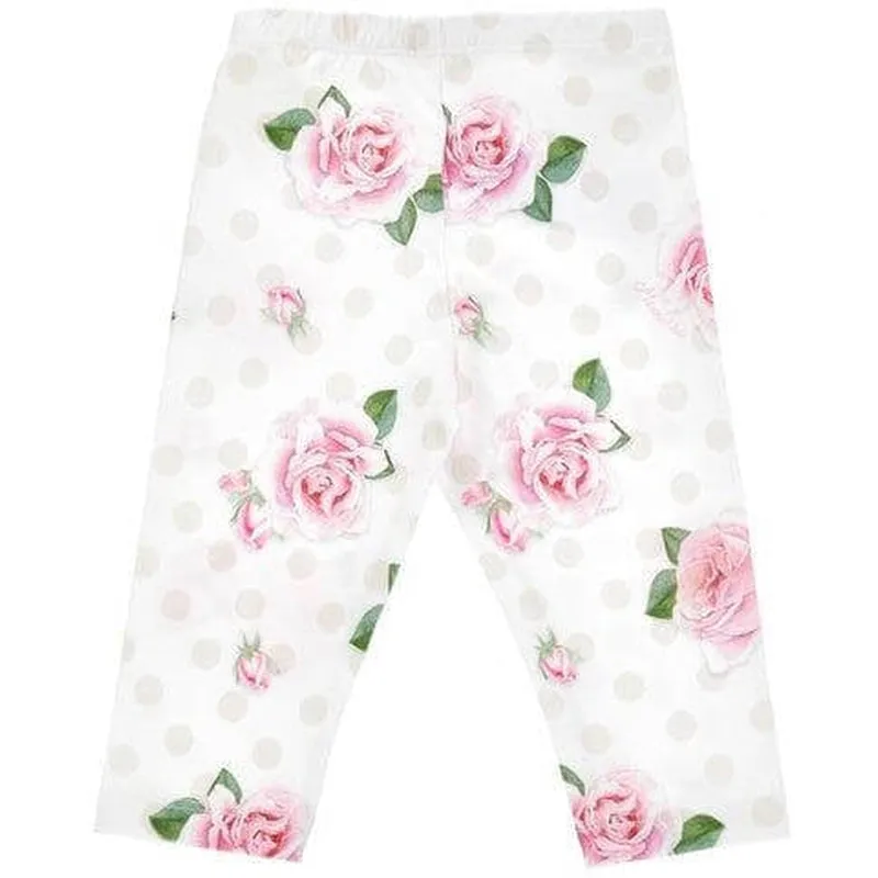 Baby Girls White Floral Leggings