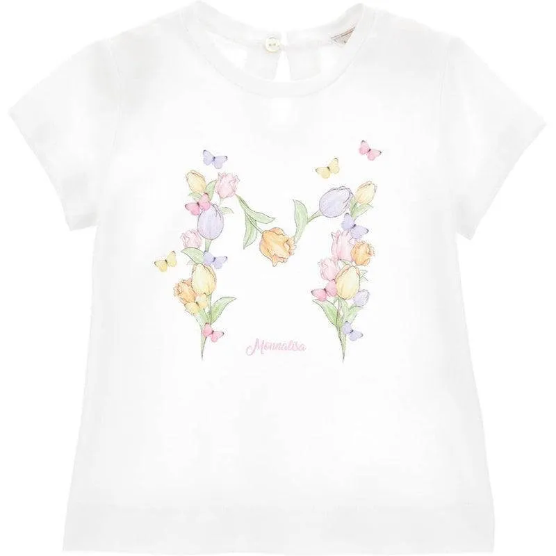 Baby Girls White Flower T-Shirt