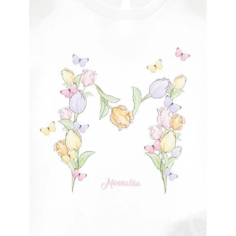 Baby Girls White Flower T-Shirt