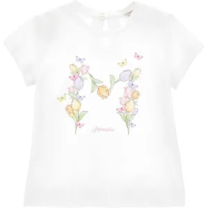 Baby Girls White Flower T-Shirt
