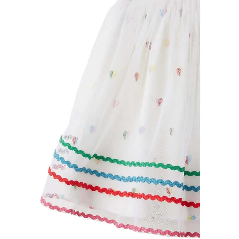 Baby Girls White Heart Print Sleeveless Dress