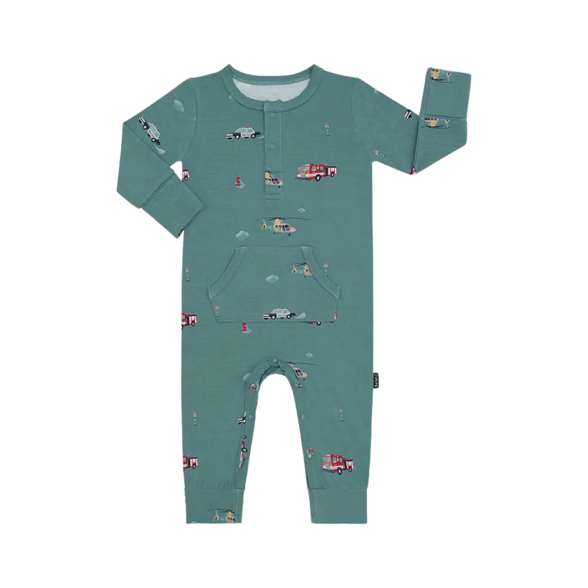 BELAN J Long Sleeve Pocket Romper 6-12m - Emergency Vehicles