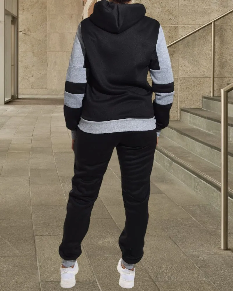Black and Grey Zip up Fleece Tracksuit