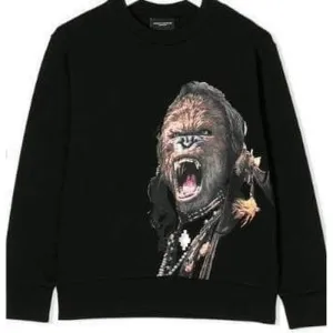 Black Gorilla Print Sweatshirt