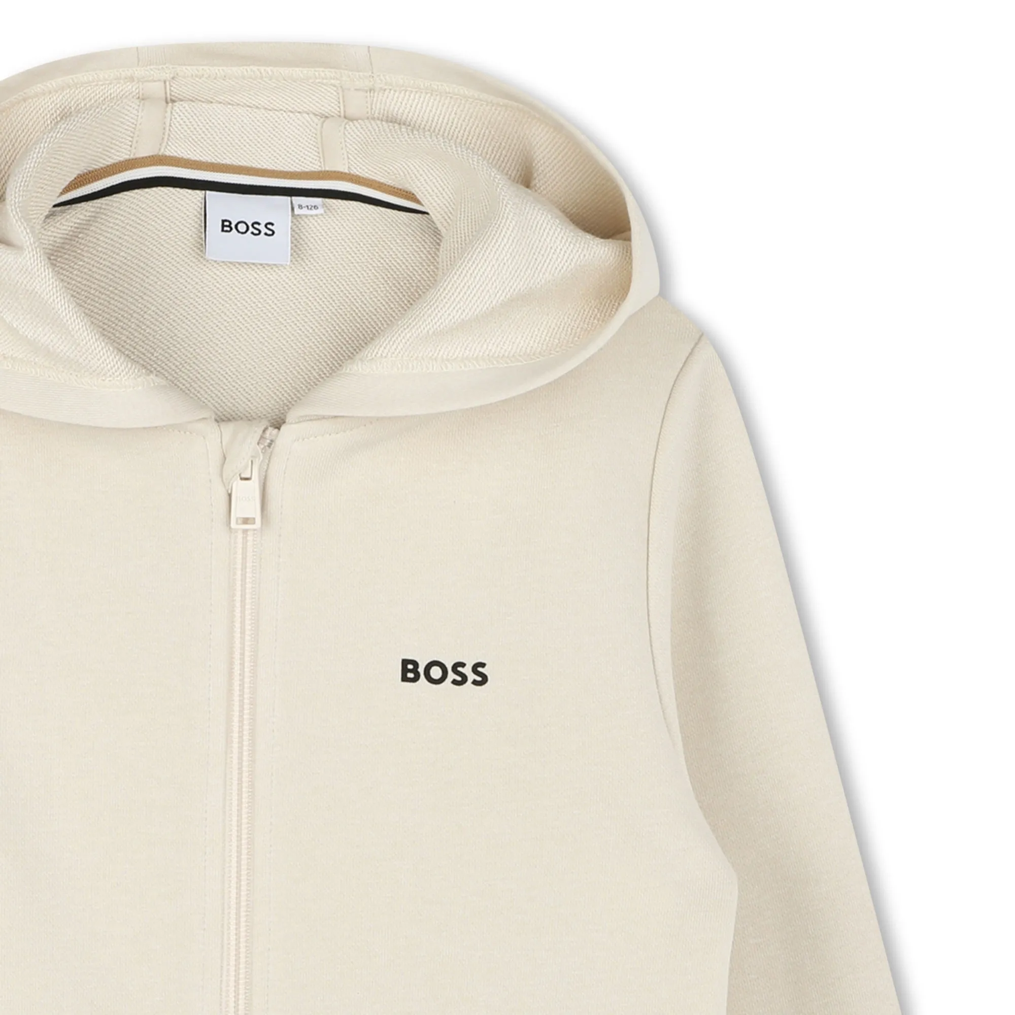 Boys Beige Zip Up Hoodie