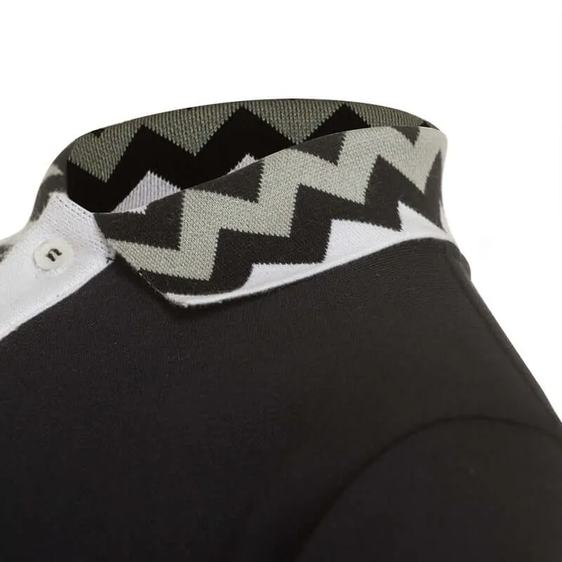 Boys Black Cotton Polo  Sweatshirt