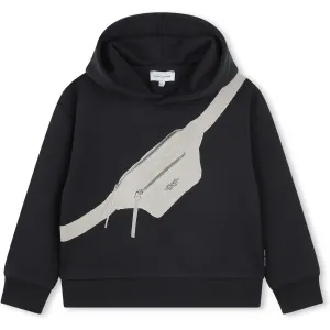 Boys Black Hooded Bag Sweatshirt
