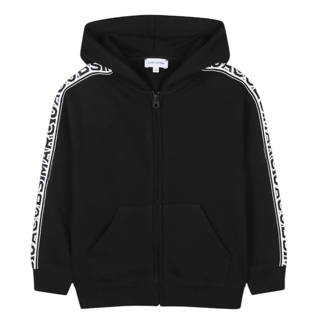 Boys Black Hooded Cardigan