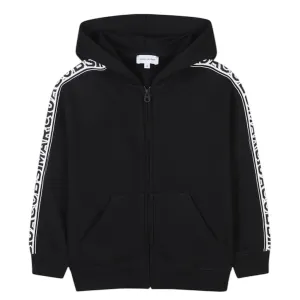 Boys Black Hooded Cardigan