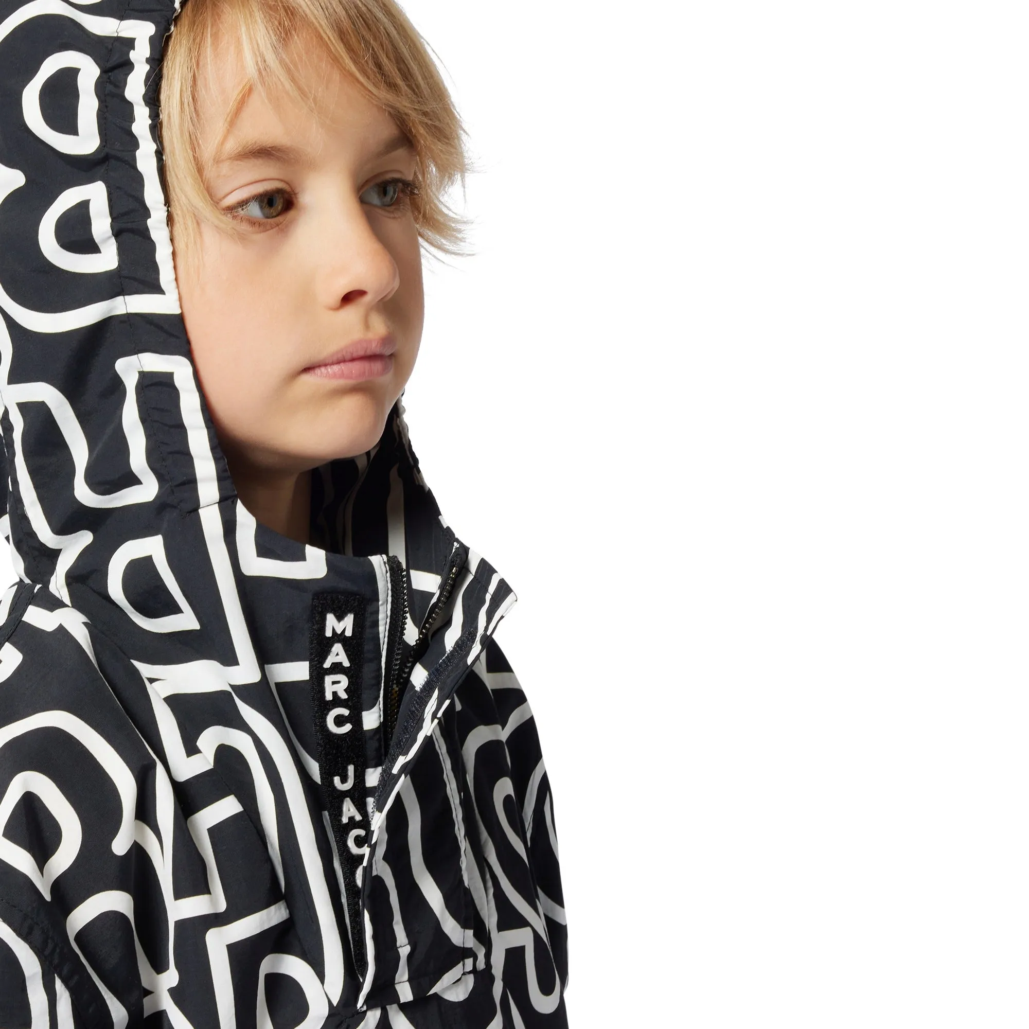 Boys Black Hooded Logo Windbreaker