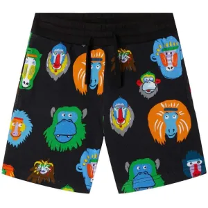 Boys Black Monkey Print Shorts