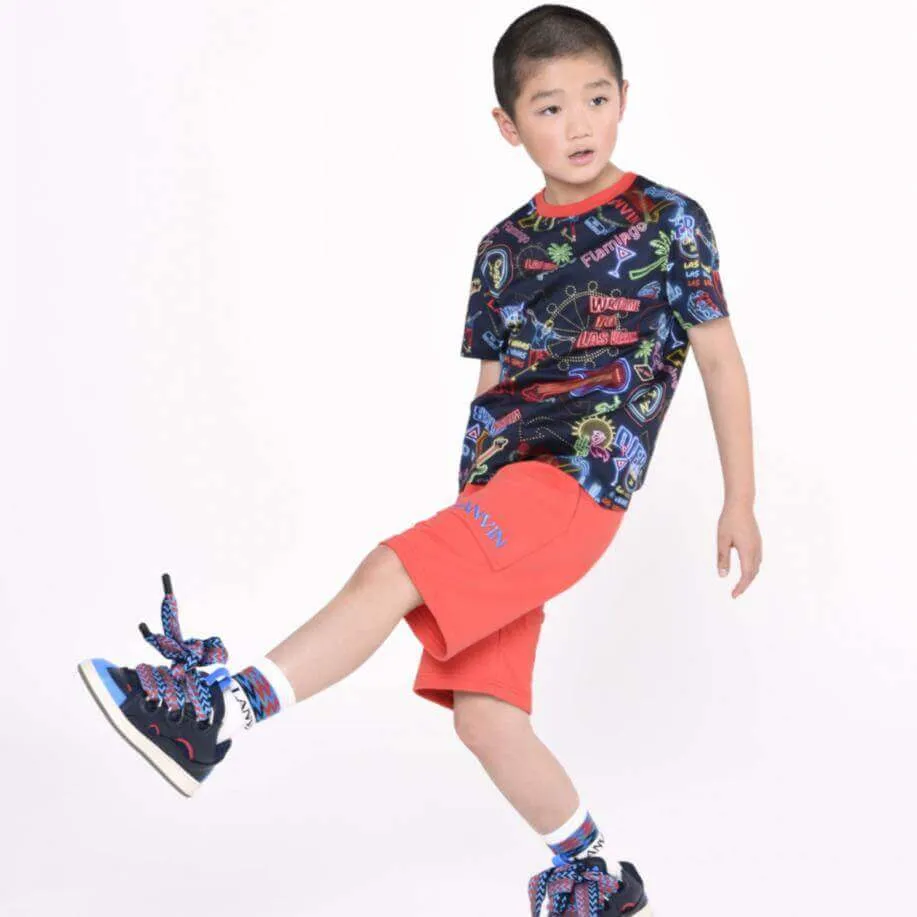 Boys Black Neon Print T-shirt