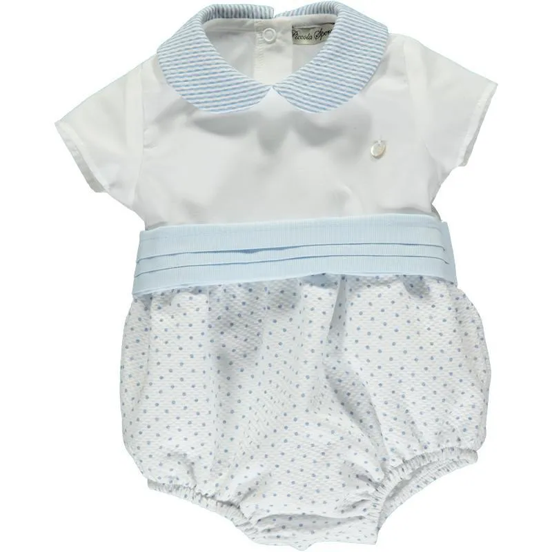 Boys Blue & White Romper
