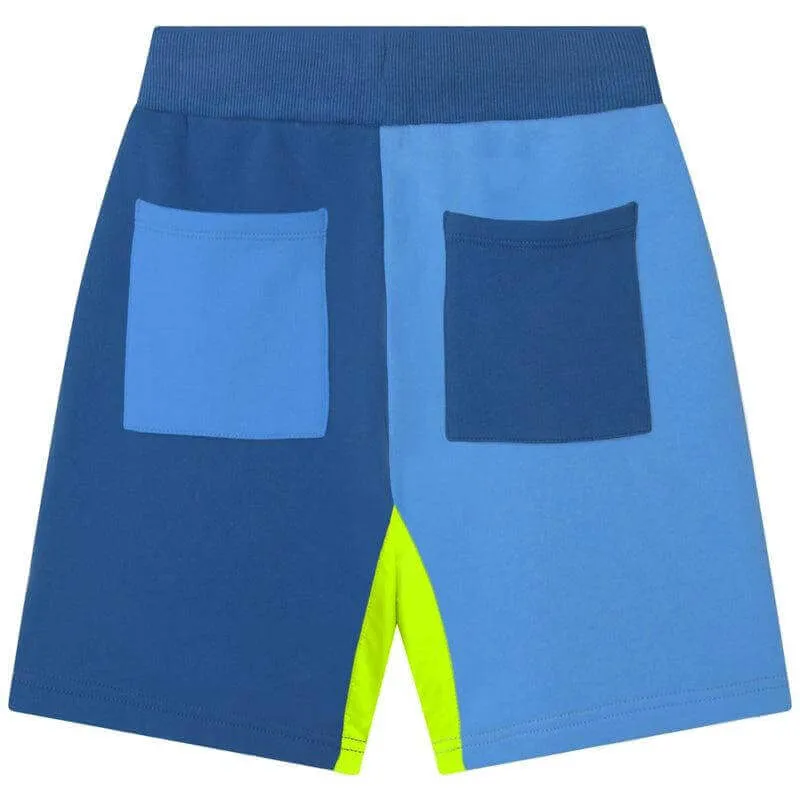 Boys Blue Colour Block Shorts