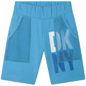 Boys Blue Cotton Logo Shorts