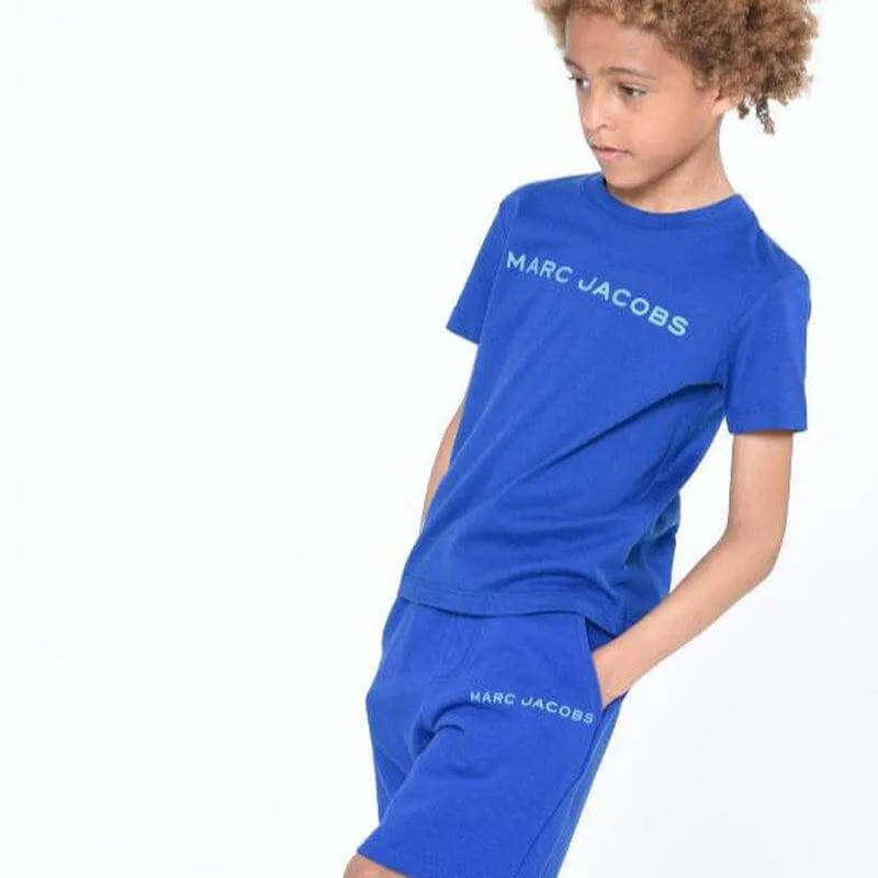 Boys Blue Cotton Logo Shorts
