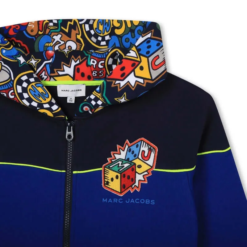 Boys Blue Cotton Patch Hooded Jacket