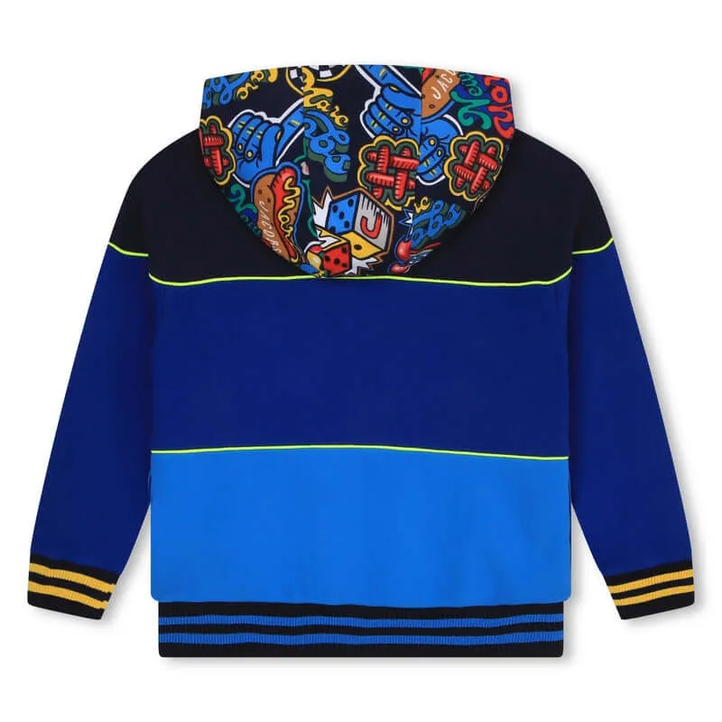 Boys Blue Cotton Patch Hooded Jacket