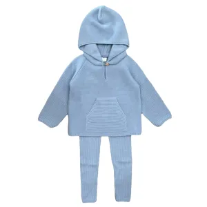 Boys Blue Hooded Knit Tracksuit