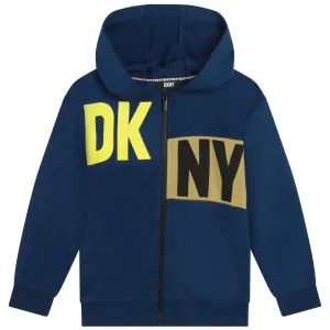 Boys Blue Logo Zip Up Hoodie