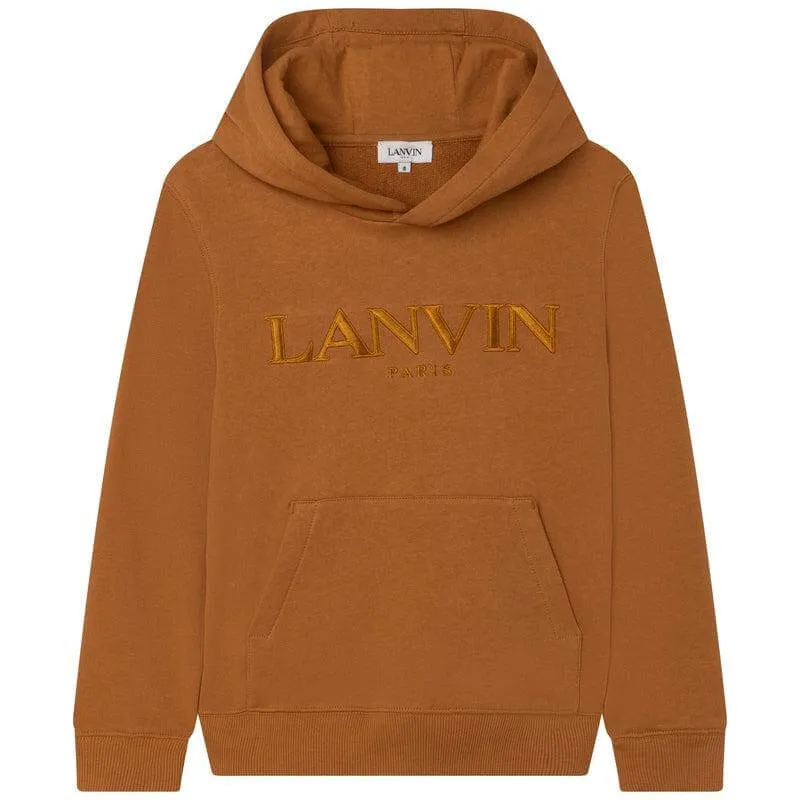 Boys Brown Logo Hoodie