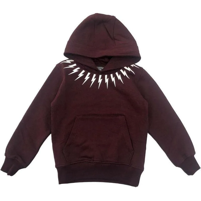 Boys Burgundy Lightning Bolt Hoodie