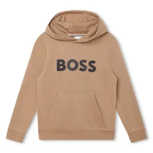 Boys Camel Hooded Logo Sweatshirt