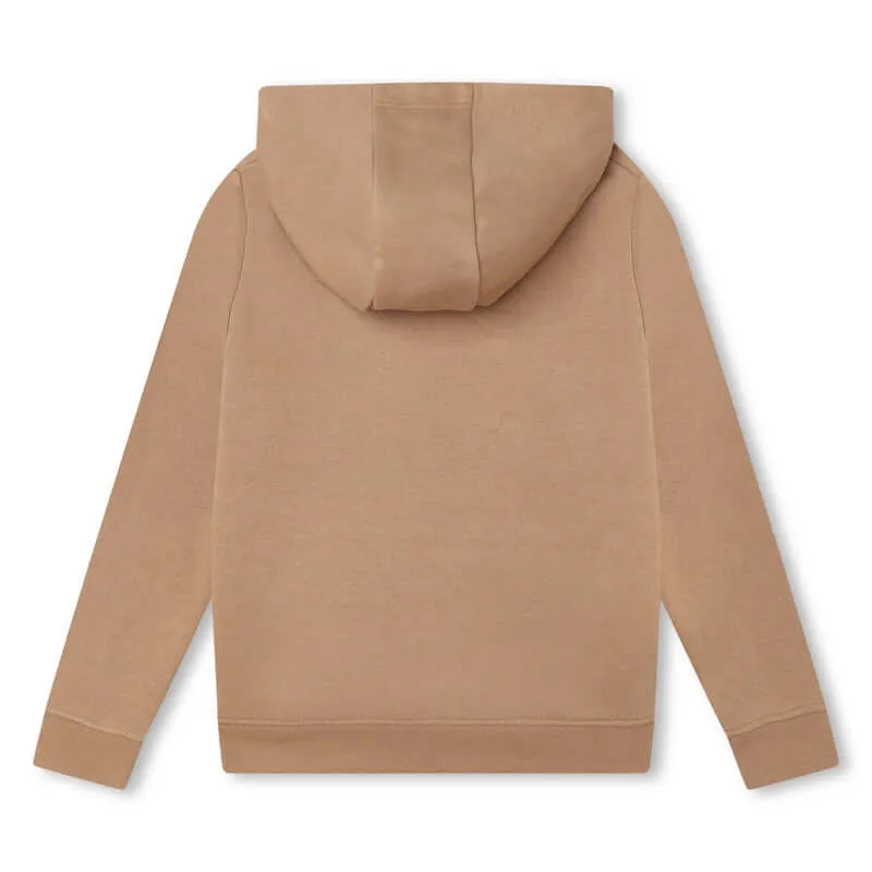 Boys Camel Hooded Logo Sweatshirt
