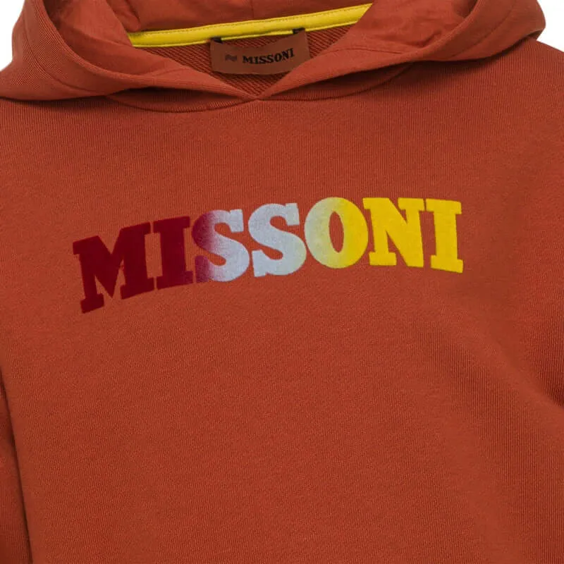Boys Cotton Rust Logo Pull Over Hoodie