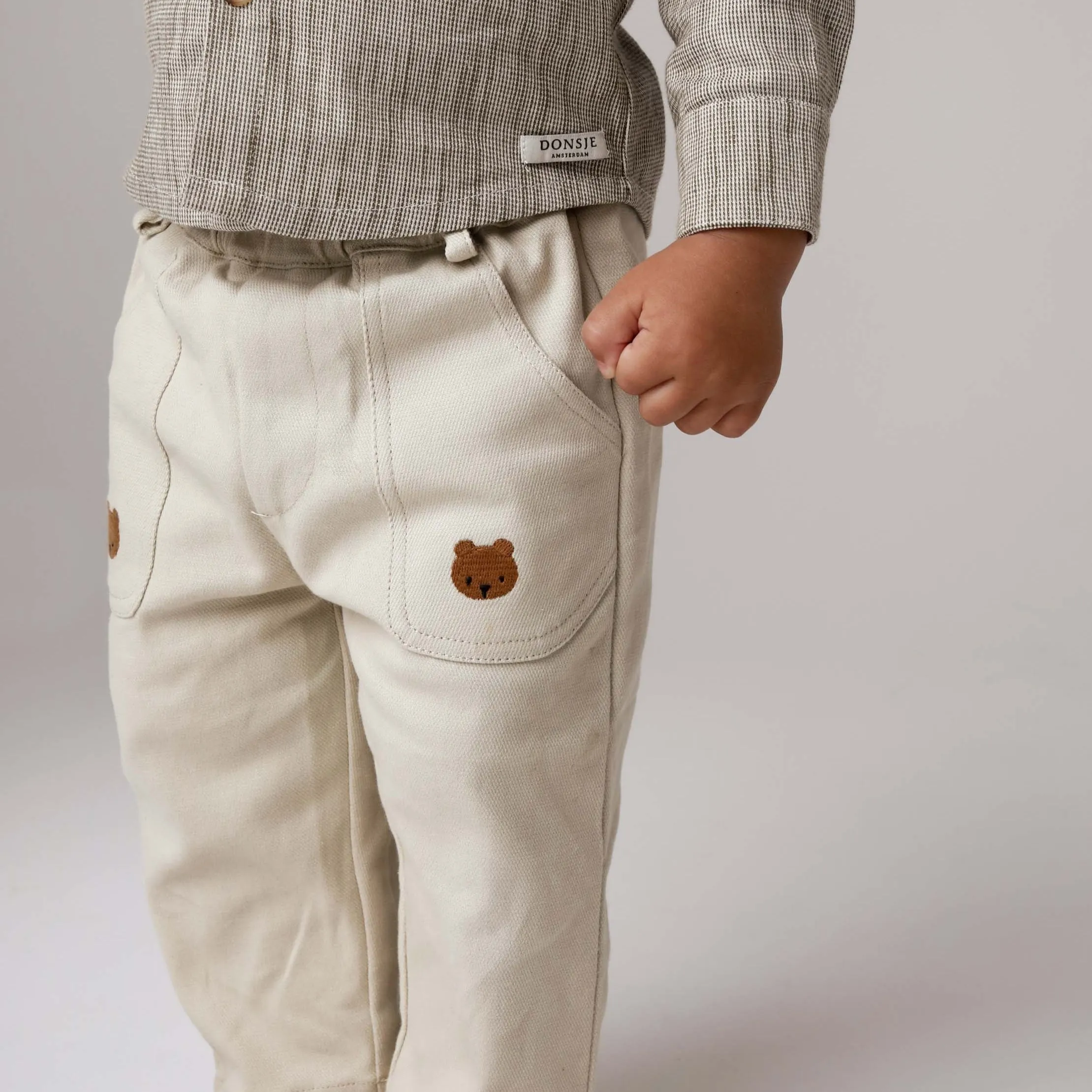 Boys Cream Bear Trousers