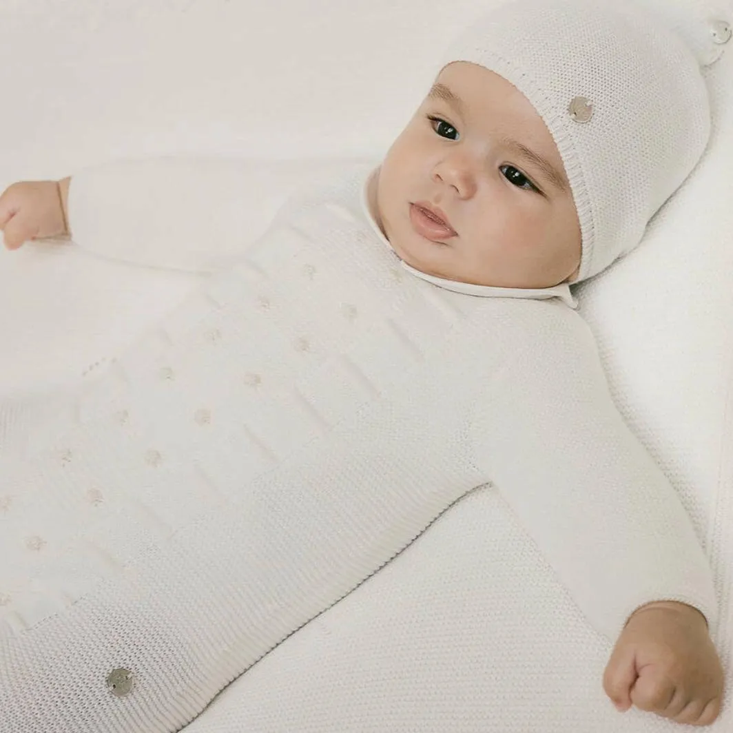 Boys Cream Knitted Romper