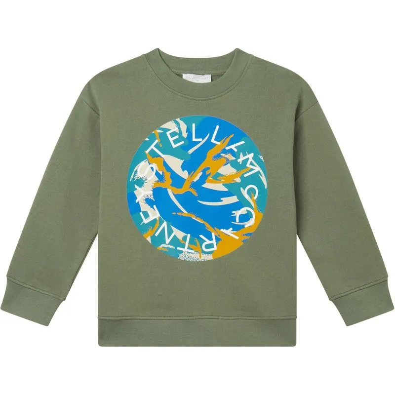 Boys Green Circle Print Sweatshirt