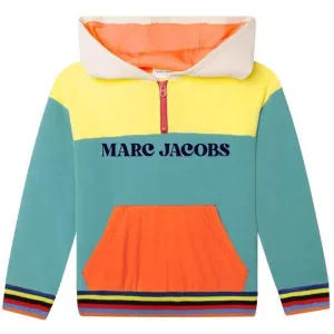 Boys Green Colour block Hoodie
