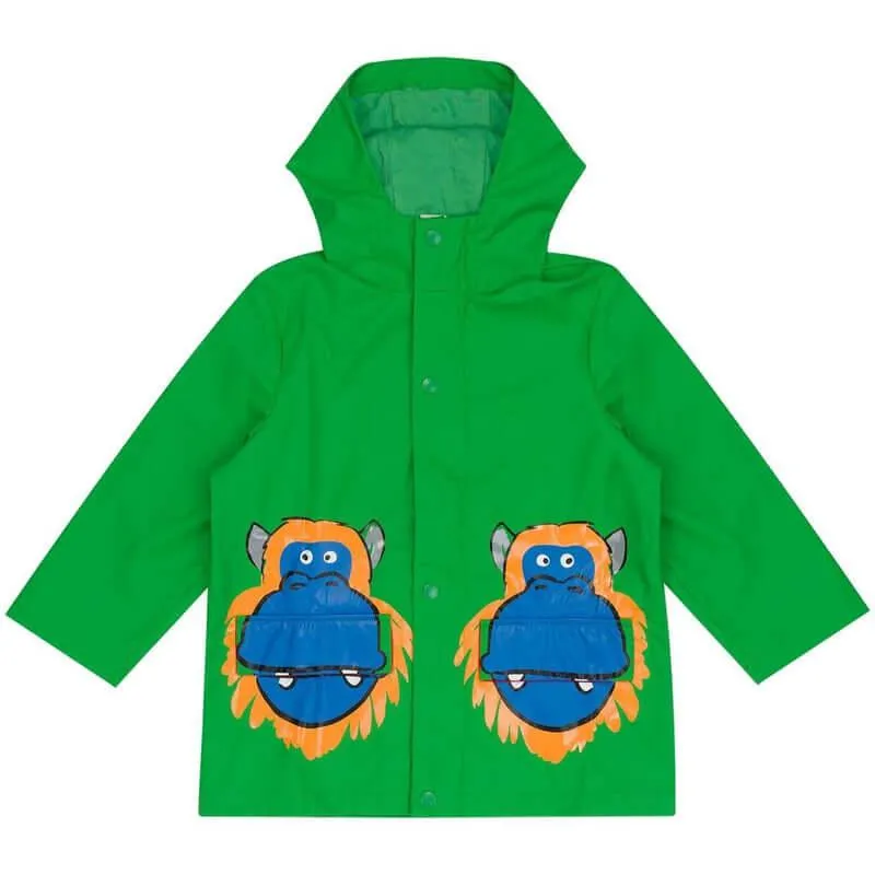 Boys Green Monkey Raincoat