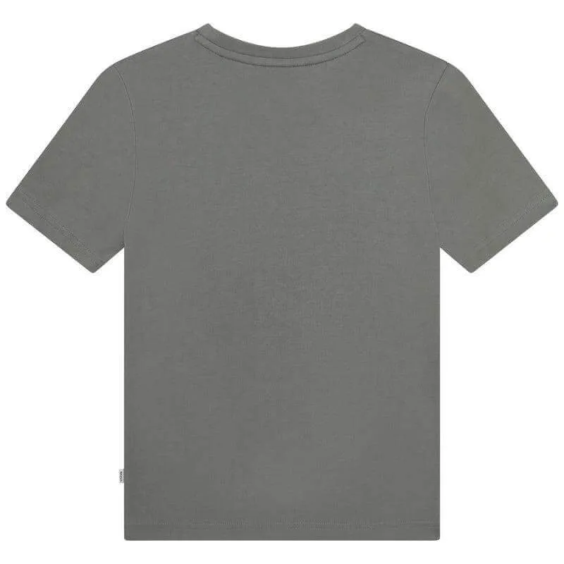 Boys Khaki Short Sleeve Tennis Logo T-shirt