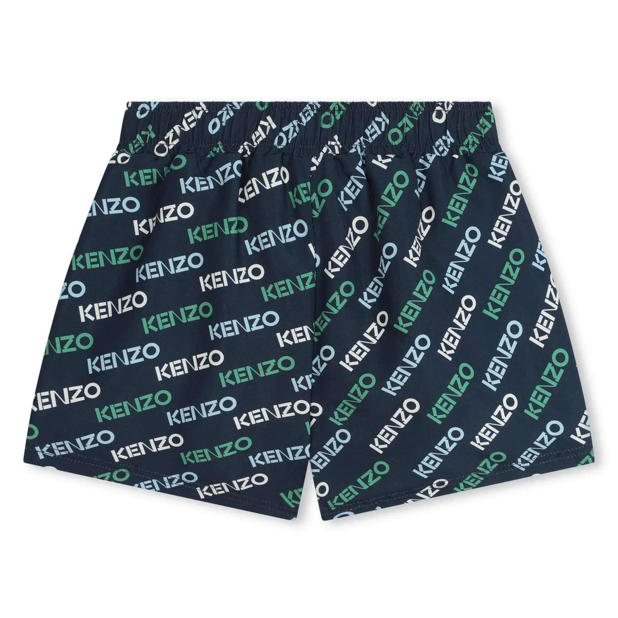 Boys Navy All Over Logo Swimming Shorts