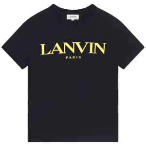Boys Navy & Yellow Logo T-Shirt