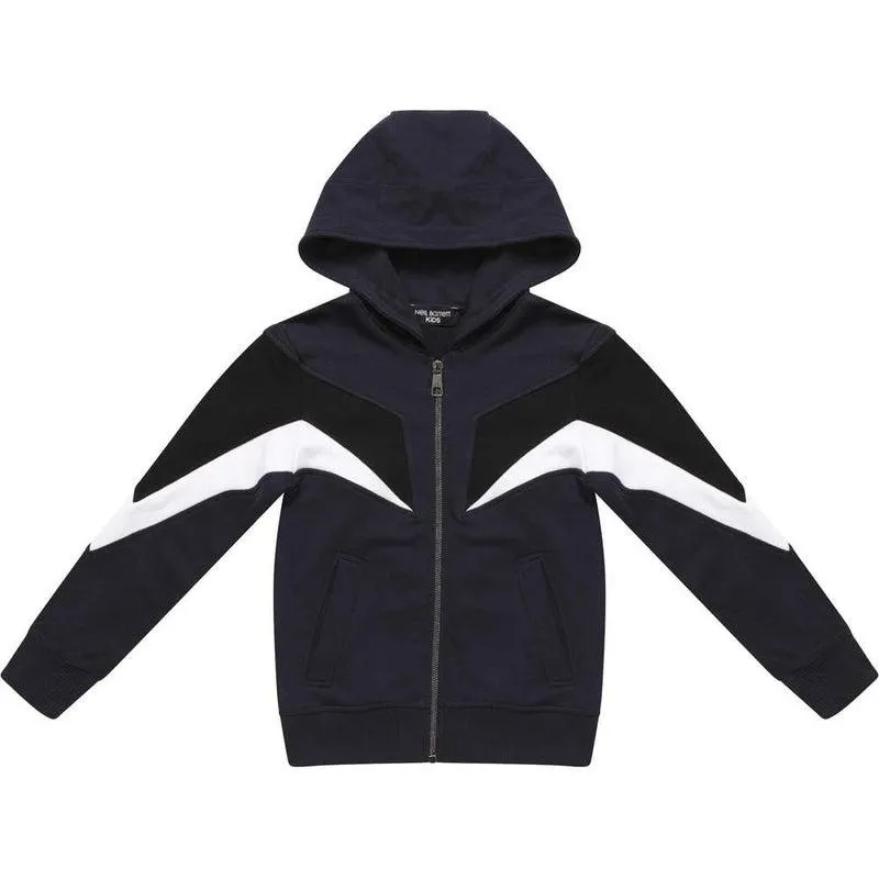 Boys Navy Lightning Bolt Hoodie