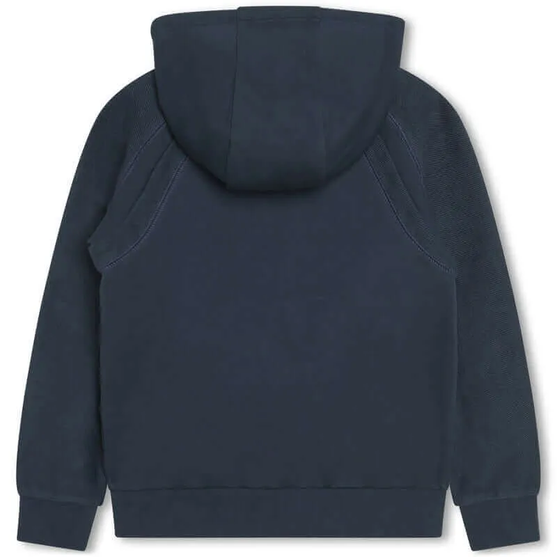 Boys Navy Logo Zip Up Hooded Jacket