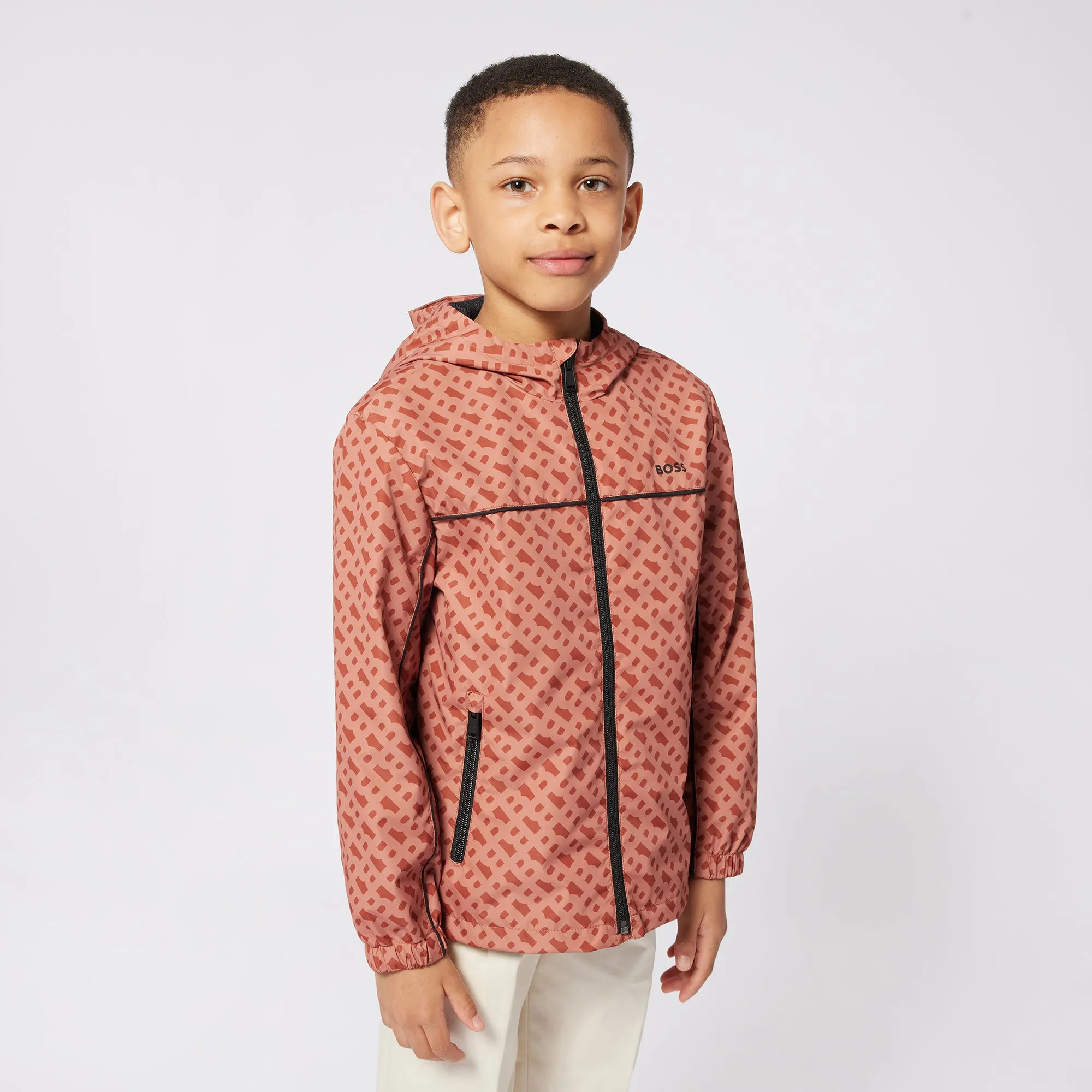 Boys Orange Hooded Windbreaker