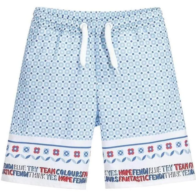Boys Pale Blue Bandana Print Shorts