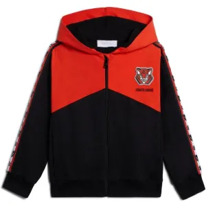 Boys Red & Black Tiger Patch Hoodie